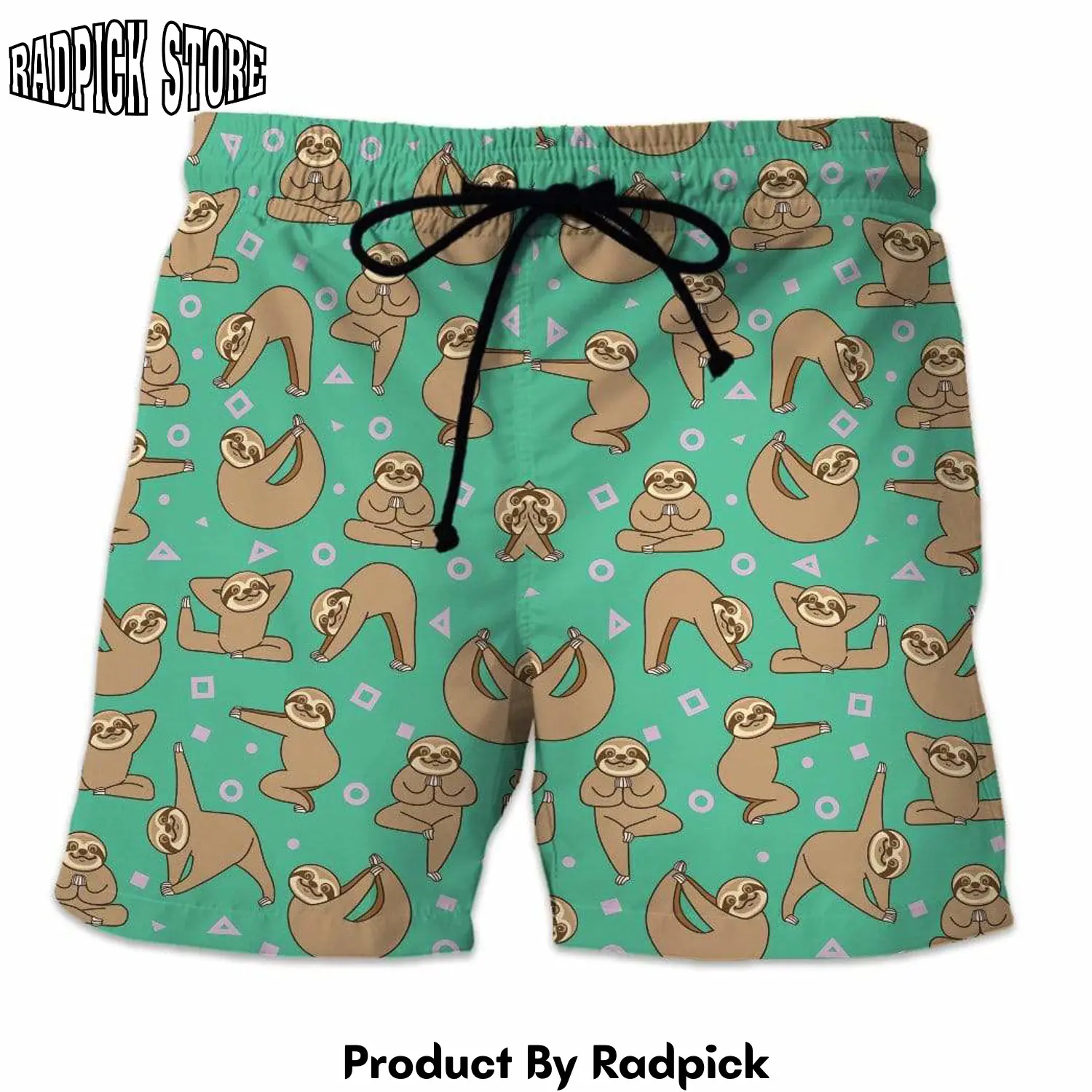 Radpick 3d custom beach shorts swim trunks yoga sloth rp631615